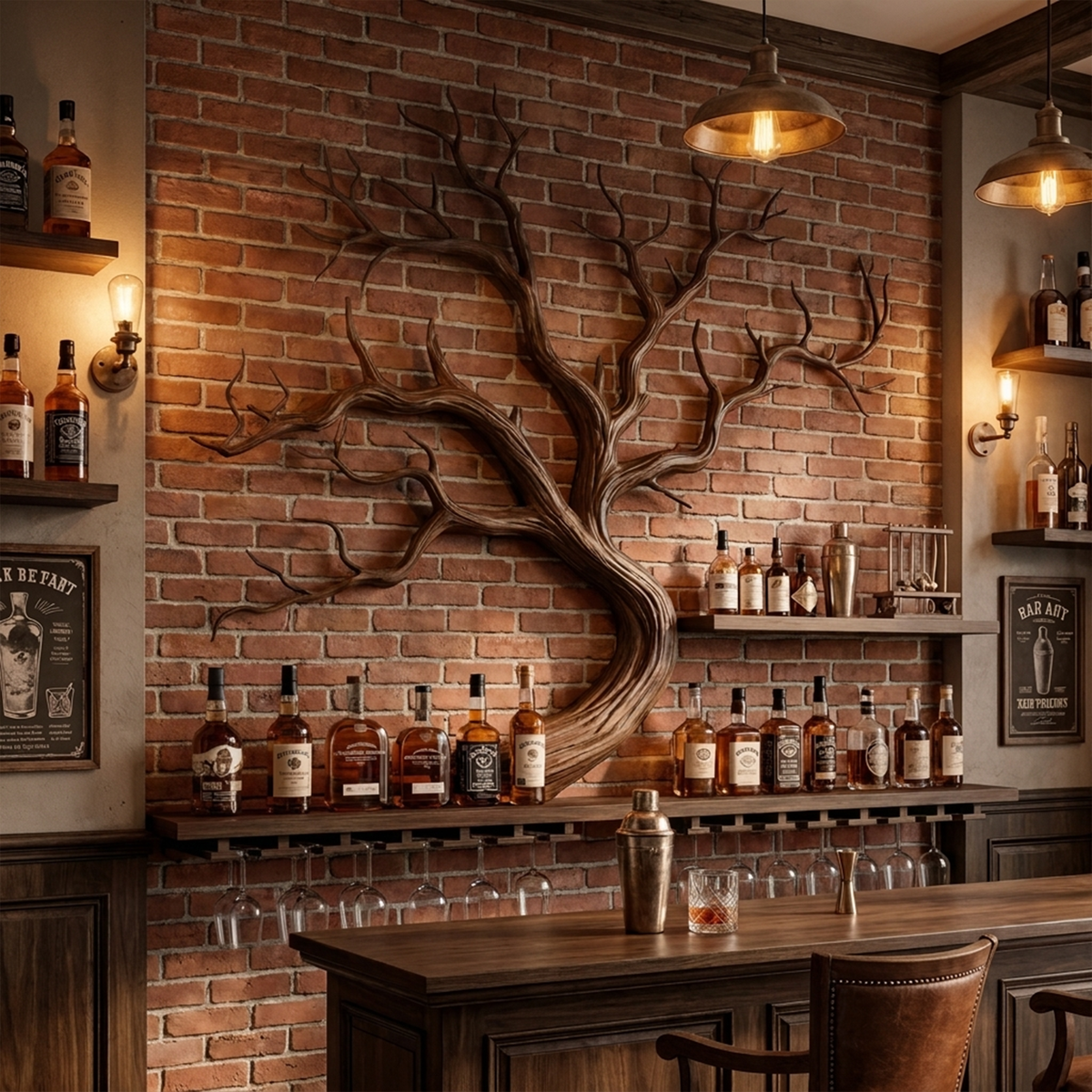 Monkey Pod Wood Tree Branch Wine Rack and Wall Shelf - Image 7