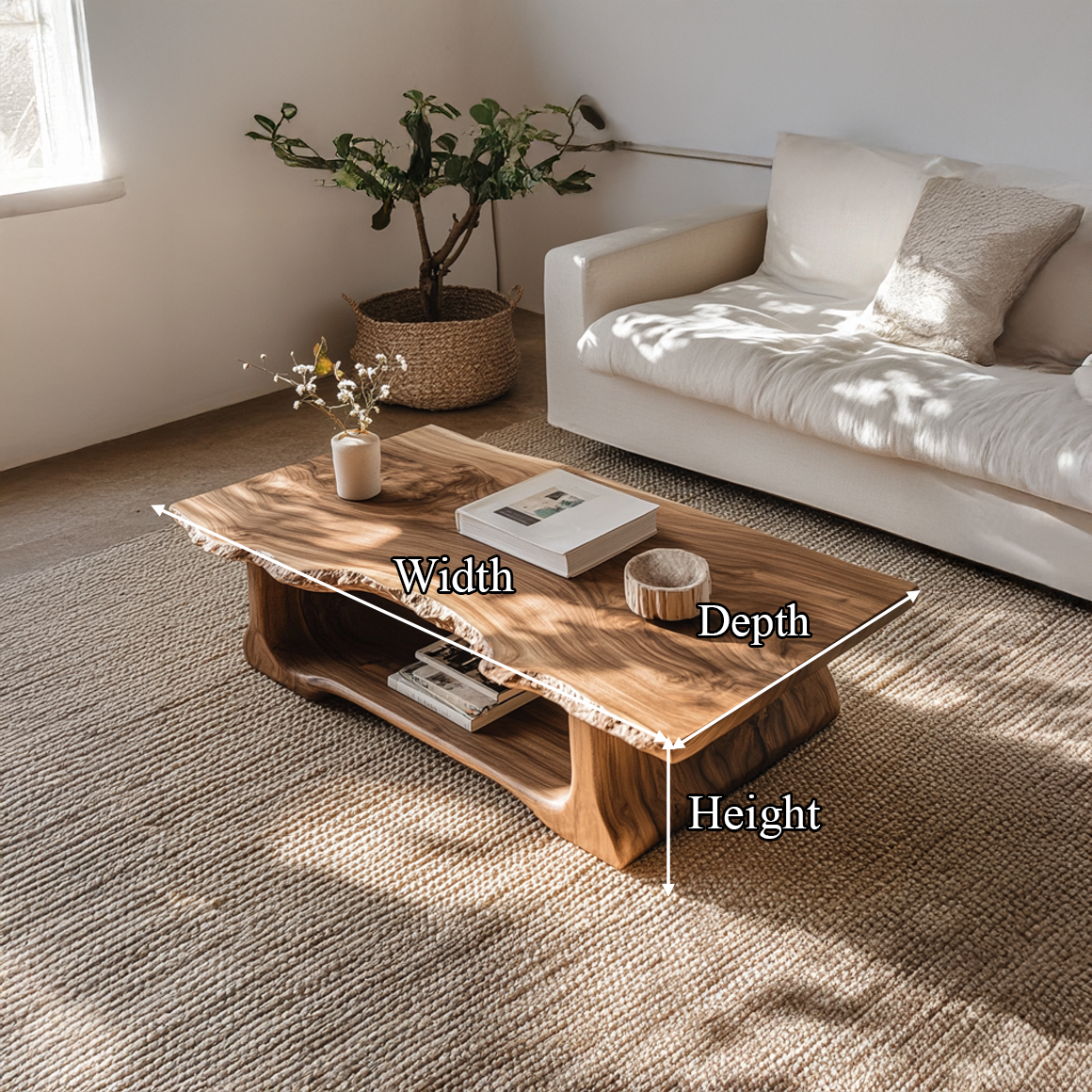 Monkey Pod Live Edge Coffee Table with Rustic Finish - Image 8