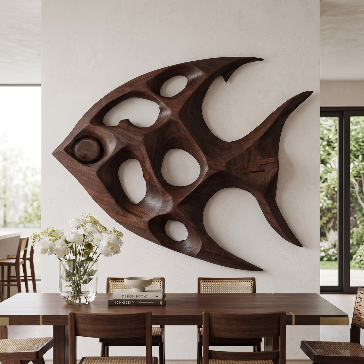 Fish Inspired Sculptural Solid Wood Wall Art with Open Voids - Image 7