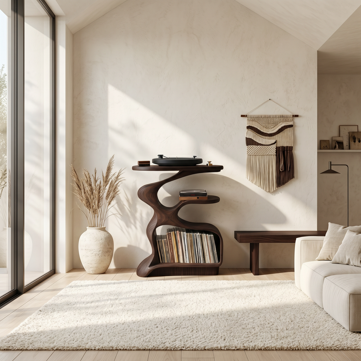 Mid-Century Solid Wood Record Player Stand for Living Room - Image 7