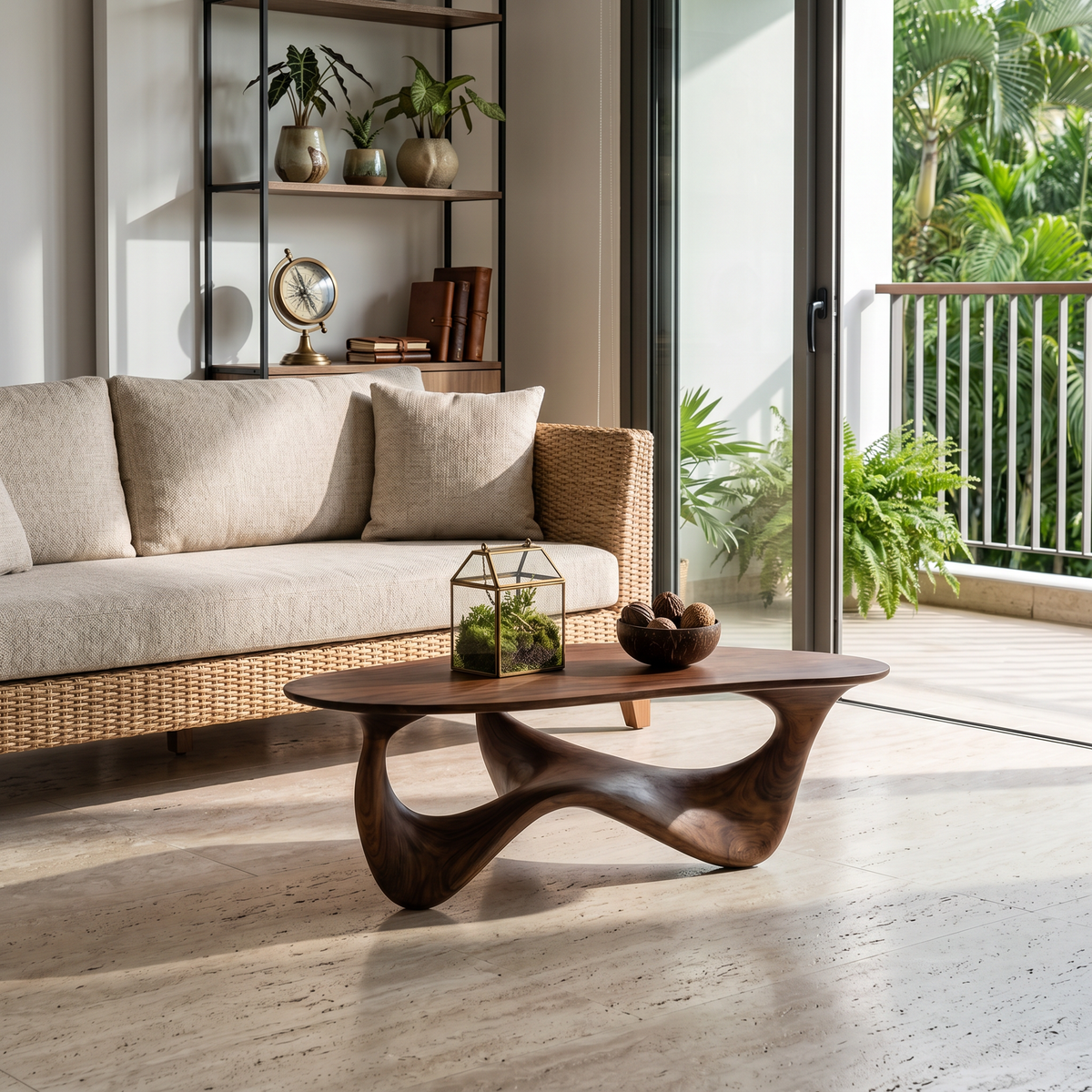 Rustic Solid Wood Low Coffee Table with Natural Grain - Image 7