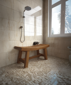 Alternative view of Mid-Century Solid Wood Spa Bench for Bathroom or Entryway