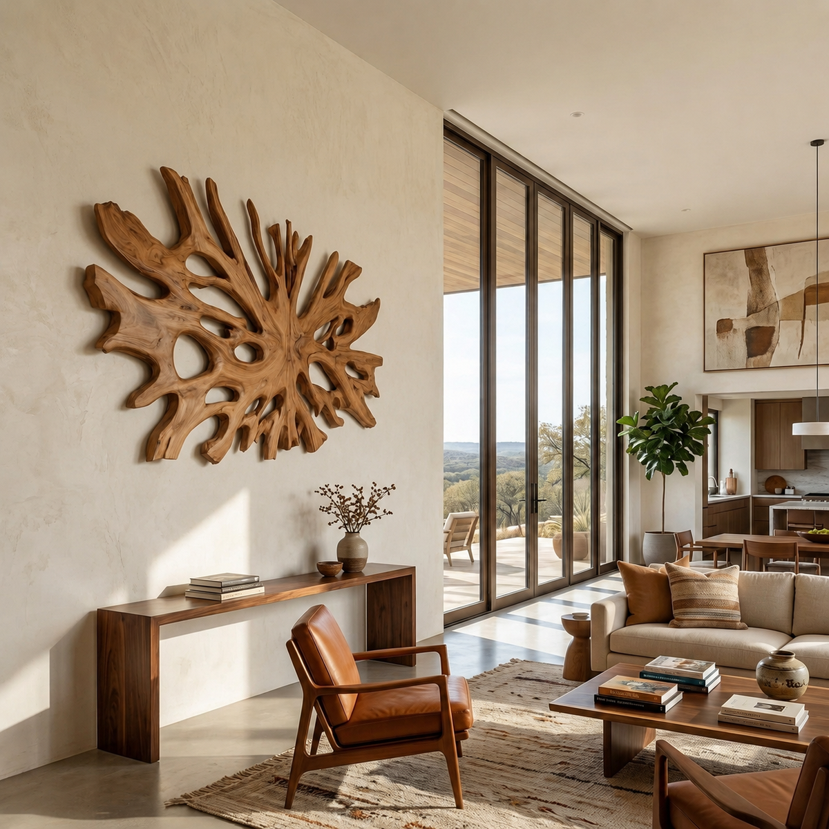 Oversized Root-Form Solid Wood Wall Art for Living Room - Image 6