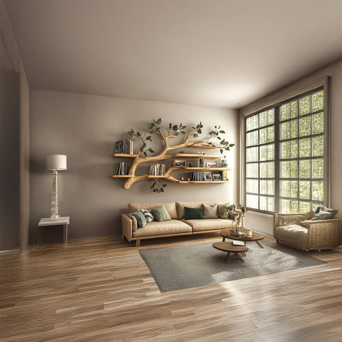 Rustic Tree Branch Floating Wall Shelf for Office or Reading Corner - Image 2