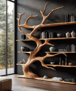 Alternative view of Rustic Tree Branch Bookshelf for Living Room Display