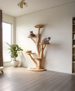 Alternative view of Rustic Solid Wood Tree Cat Tower with Branch Perches