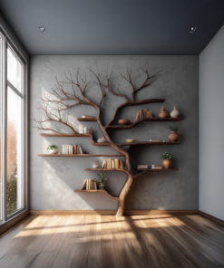 Alternative view of Rustic Tree Branch Floating Wall Bookshelf, 60 x 60 Inch