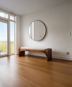 Alternative view of Mid-Century Modern Solid Wood Bench with Seat Cushion