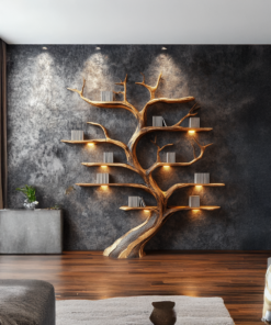 Alternative view of Driftwood-Style Tree Branch Wall Shelf in Rustic Solid Wood