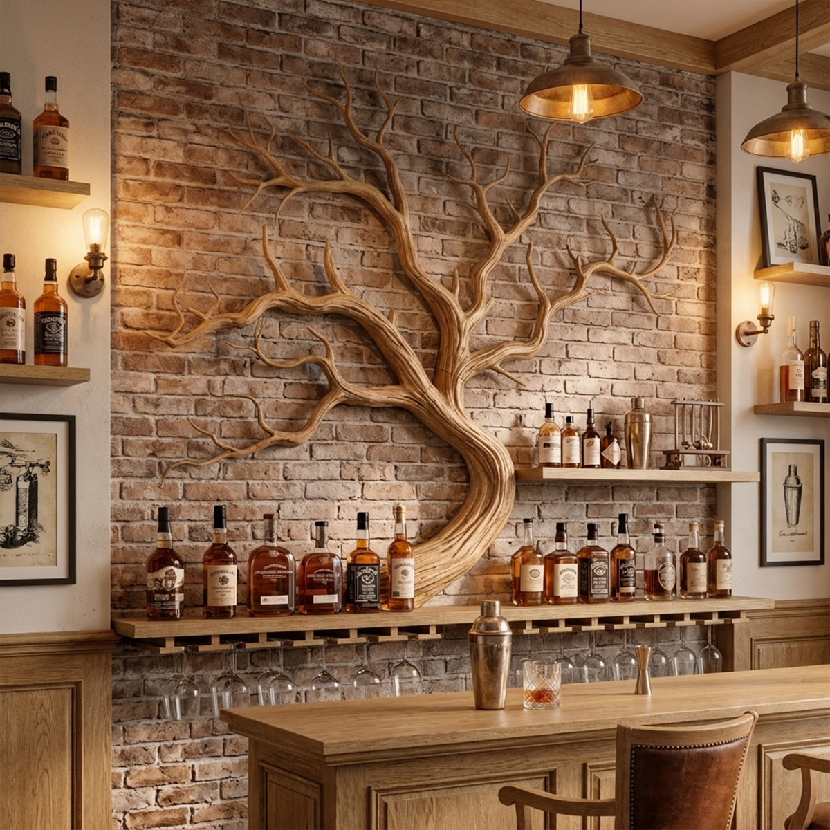 Monkey Pod Wood Tree Branch Wine Rack and Wall Shelf - Image 5