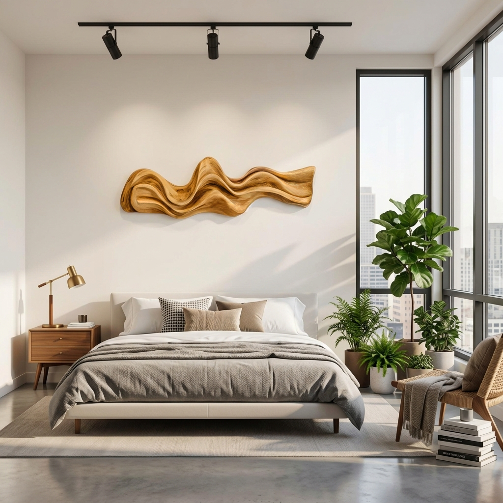 Large Wavy Solid Wood Wall Art Sculpture for Living Room - Image 5