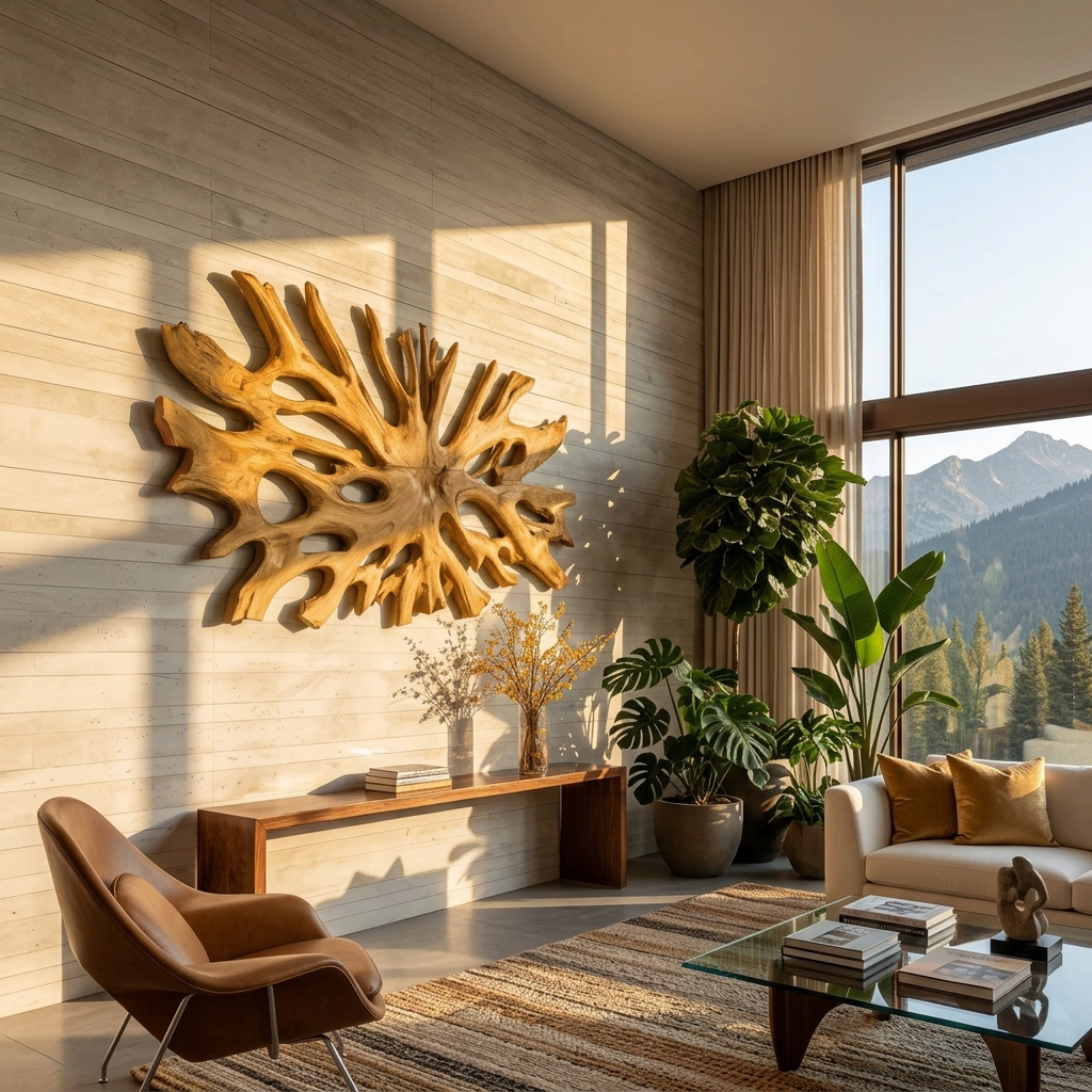 Oversized Root-Form Solid Wood Wall Art for Living Room - Image 5