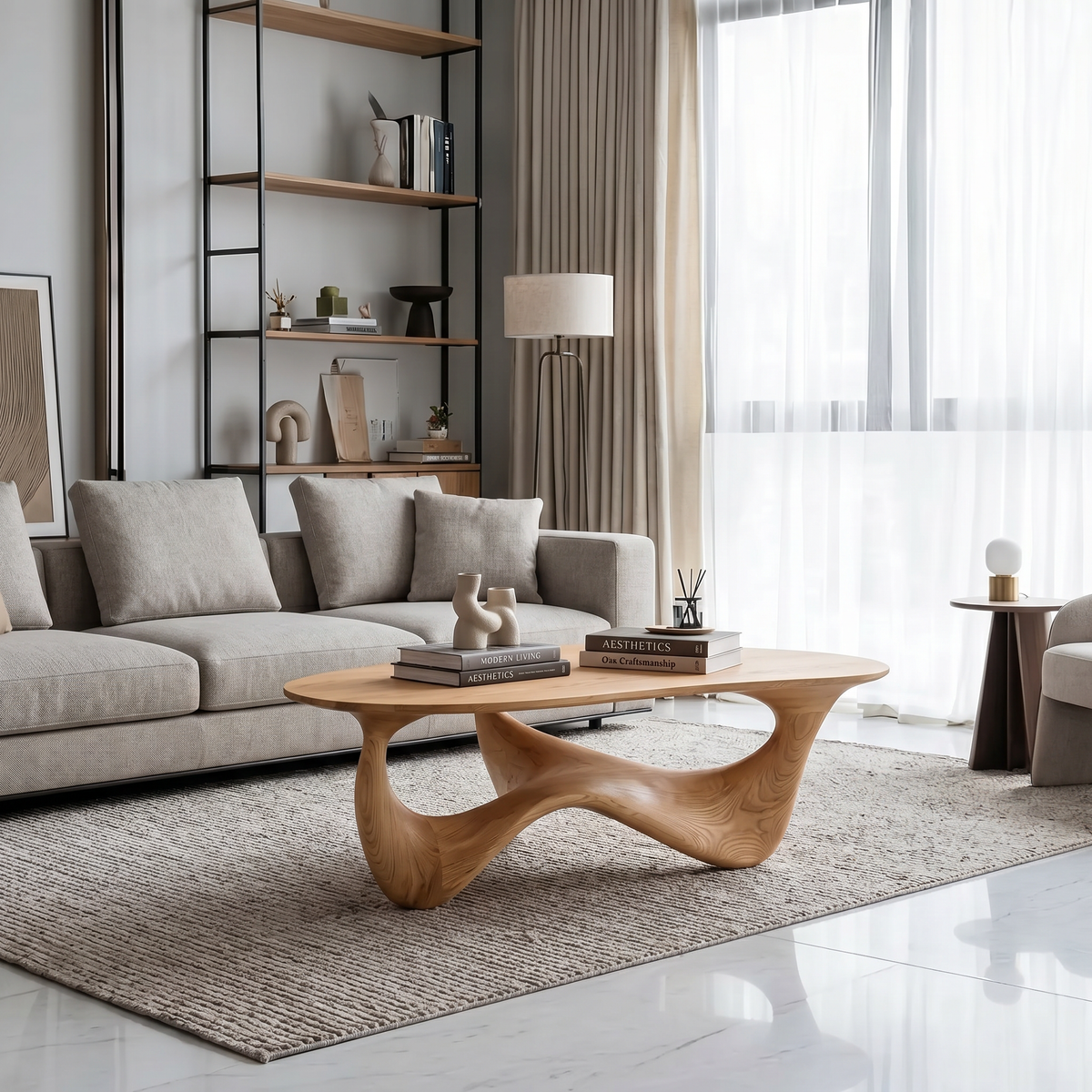 Rustic Solid Wood Low Coffee Table with Natural Grain - Image 5