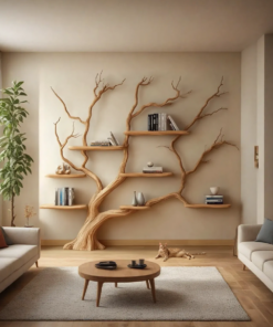 Alternative view of Rustic Wall Mounted Branch Tree Bookshelf for Living Room