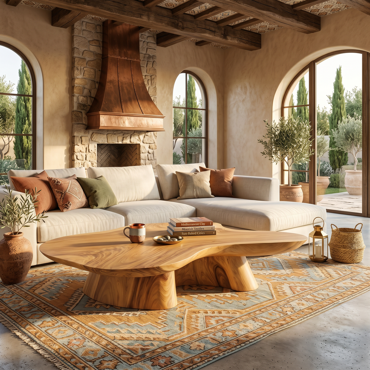 Farmhouse Solid Wood Coffee Table with Oiled Natural Finish - Image 5
