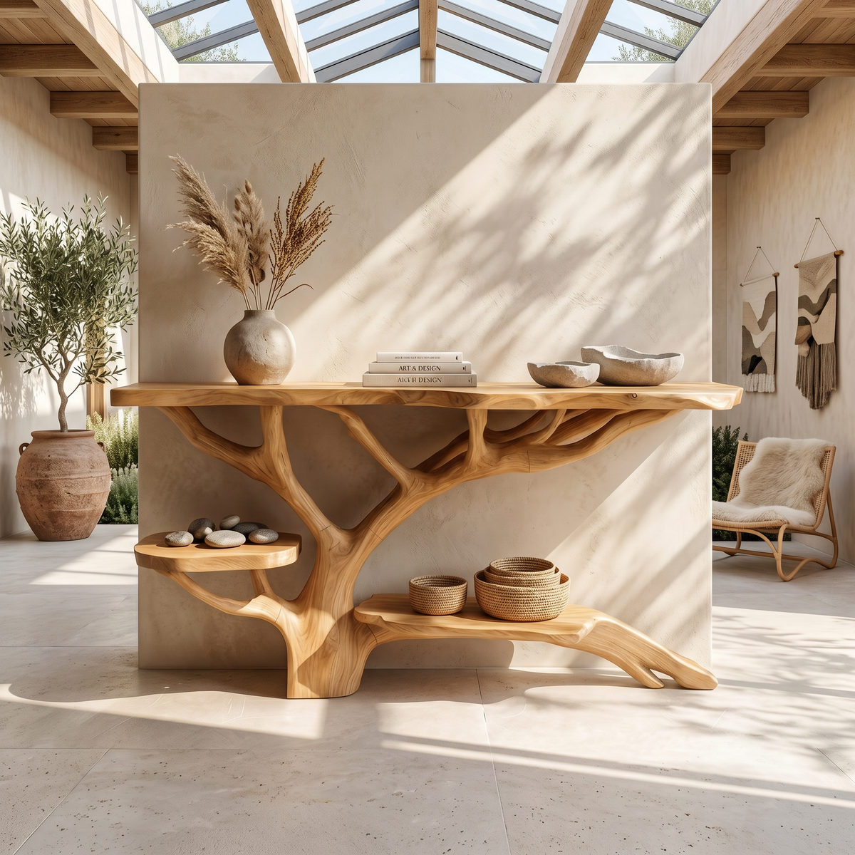 Farmhouse Solid Wood Console Table with Live Edge Detail - Image 5