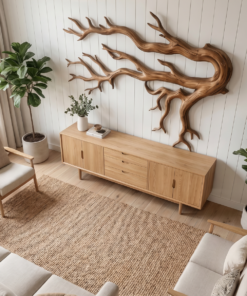 Alternative view of Driftwood Root Sculptural Wall Art in Solid Natural Wood