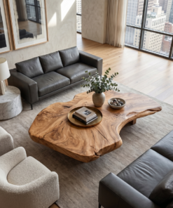 Alternative view of Solid Wood Slab Coffee Table with Organic Freeform Edge
