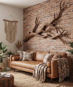 Alternative view of Natural Tree Root Wall Sculpture with Flowing Organic Form