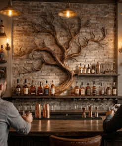 Alternative view of Monkey Pod Wood Tree Branch Wine Rack and Wall Shelf
