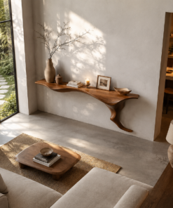 Alternative view of Wall Mounted Solid Wood Console Table with Tree Root Base