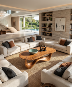 Alternative view of Rustic Solid Wood Coffee Table with Spacious Tabletop
