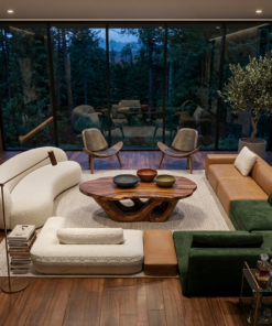 Alternative view of Solid Wood Sculptural Coffee Table with Open Loop Base