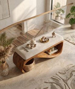 Alternative view of Mid-Century Solid Wood End-of-Bed Bench with Clean Lines