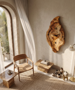 Alternative view of Rustic Live Edge Solid Wood Wall Clock for Bedroom Walls