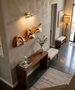 Alternative view of Large Wavy Solid Wood Wall Art Sculpture for Living Room