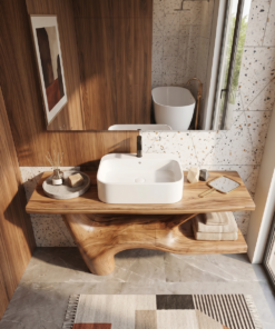 Alternative view of Handcrafted Solid Wood Bathroom Vanity in Natural Rustic Style
