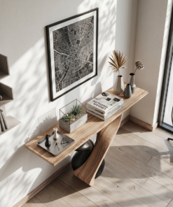 Alternative view of Rustic Solid Wood Entryway Console Table with Natural Grain