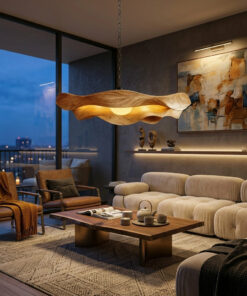 Alternative view of Modern Sculptural Solid Wood Pendant Light with Flowing Contours