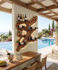 Alternative view of Rustic Monkey Pod Wood Wall Wine Rack for Home Bar