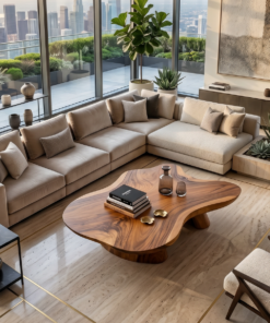 Alternative view of Farmhouse Solid Wood Coffee Table with Oiled Natural Finish