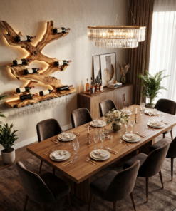 Alternative view of Monkeypod Wood Wall Wine Rack with Mid-Century Rustic Style