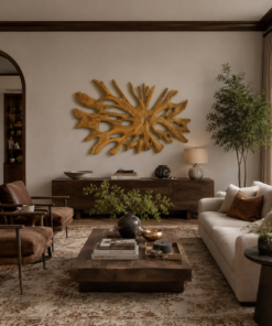 Alternative view of Oversized Root-Form Solid Wood Wall Art for Living Room