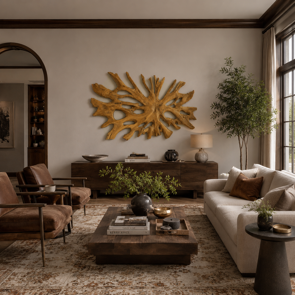 Oversized Root-Form Solid Wood Wall Art for Living Room - Image 2