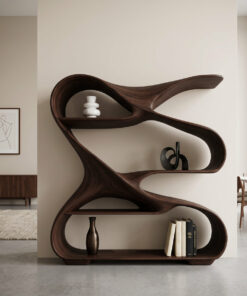 Alternative view of Modern Freeform Sculptural Wood Bookshelf for Office Display