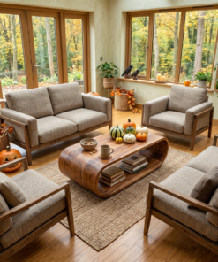 Alternative view of Mid-Century Live Edge Solid Wood Coffee Table, Freestanding