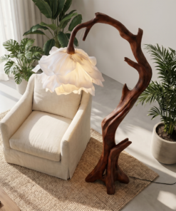 Alternative view of Flower Floor Lamp with Handcrafted Solid Wood Base