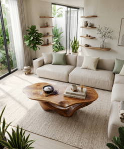 Alternative view of Farmhouse Solid Wood Coffee Table with Weathered Vintage Finish