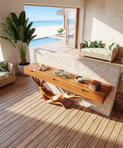 Alternative view of Mid-Century Live Edge Solid Wood Entryway Console Table