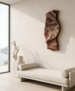 Alternative view of Vertical Solid Wood Sculptural Wall Clock with Organic Curves