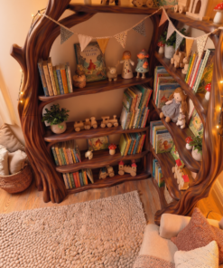 Alternative view of Tree Branch Corner Bookshelf in Solid Wood, Tall Display Shelf