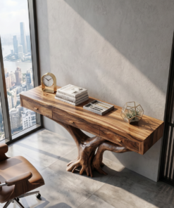 Alternative view of Handcrafted Rustic Solid Wood Dressing Table with Live Edges