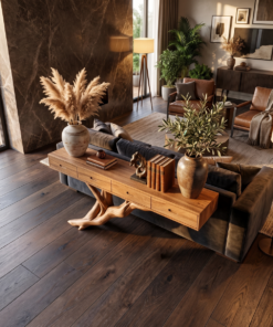 Alternative view of Mid-Century Solid Wood Console Table with Organic Live Edges