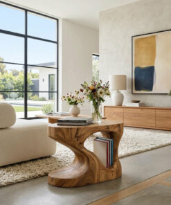 Alternative view of Organic Solid Wood Side Table with Open Cut-Out Center