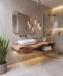Alternative view of Rustic Natural Wood Bathroom Vanity Shelf for Industrial Style