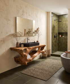 Alternative view of Floating Solid Wood Bathroom Vanity Shelf with Minimal Profile